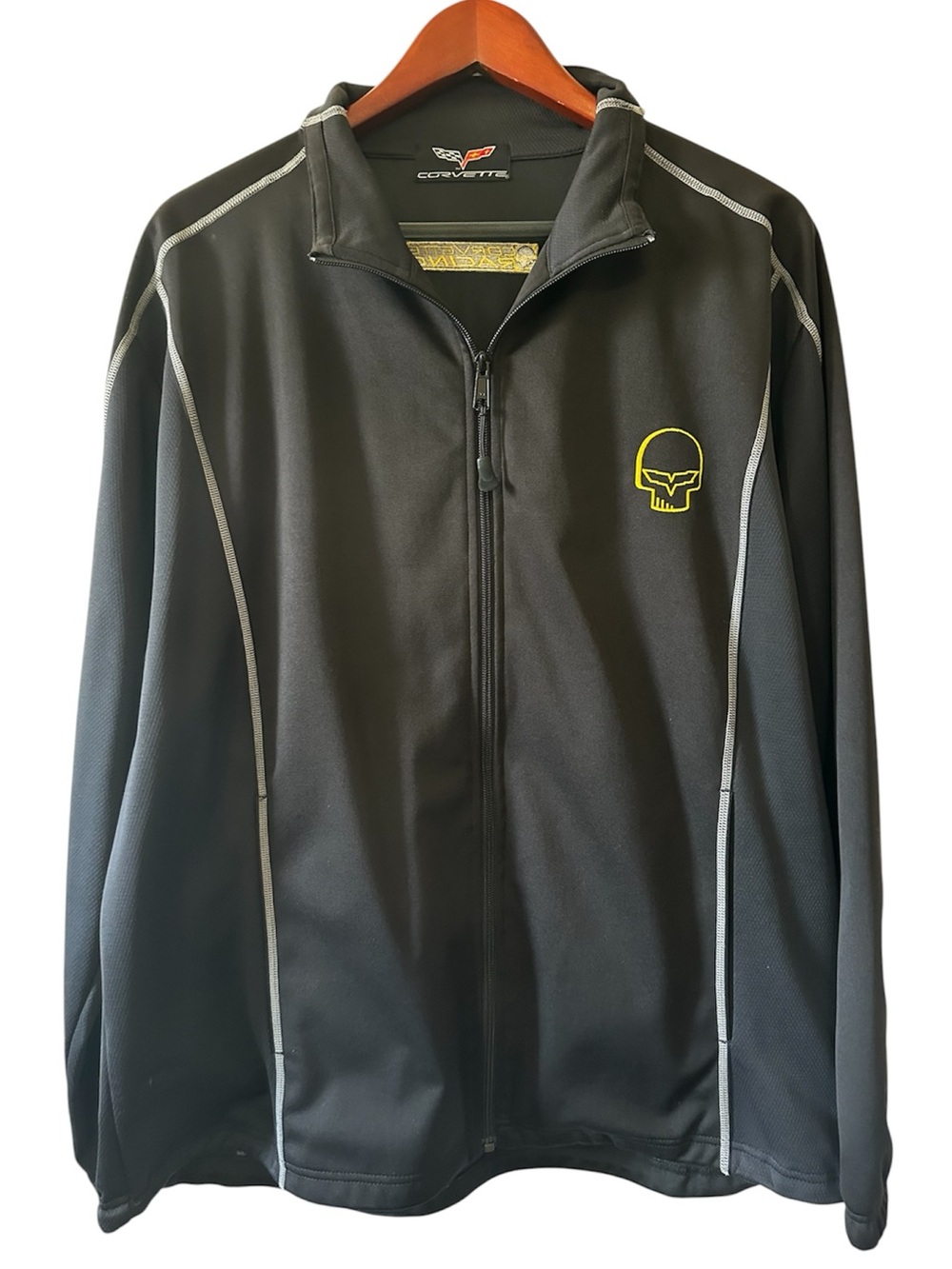 Corvette Racing Men’s Black Classic Car Knit Zip Front Jacket- Size XL
